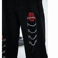 Load image into Gallery viewer, [chicsky---Kurono Series] ★Casual Pants★ Bottoms Black Black Chain Rose SML Slimming Wear
