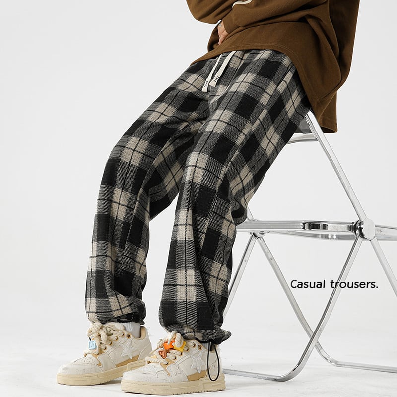 [GUIXIE Series] ★Casual Pants★ 2color Bottoms Trousers Unisex Men's Plaid Pattern Large Size Easy to Match