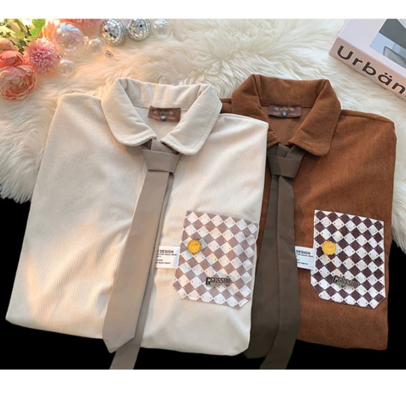 [FKZ Series]★Shirt★ Tops 2color Unisex Men's Beige Coffee Color ML XL 2XL 3XL