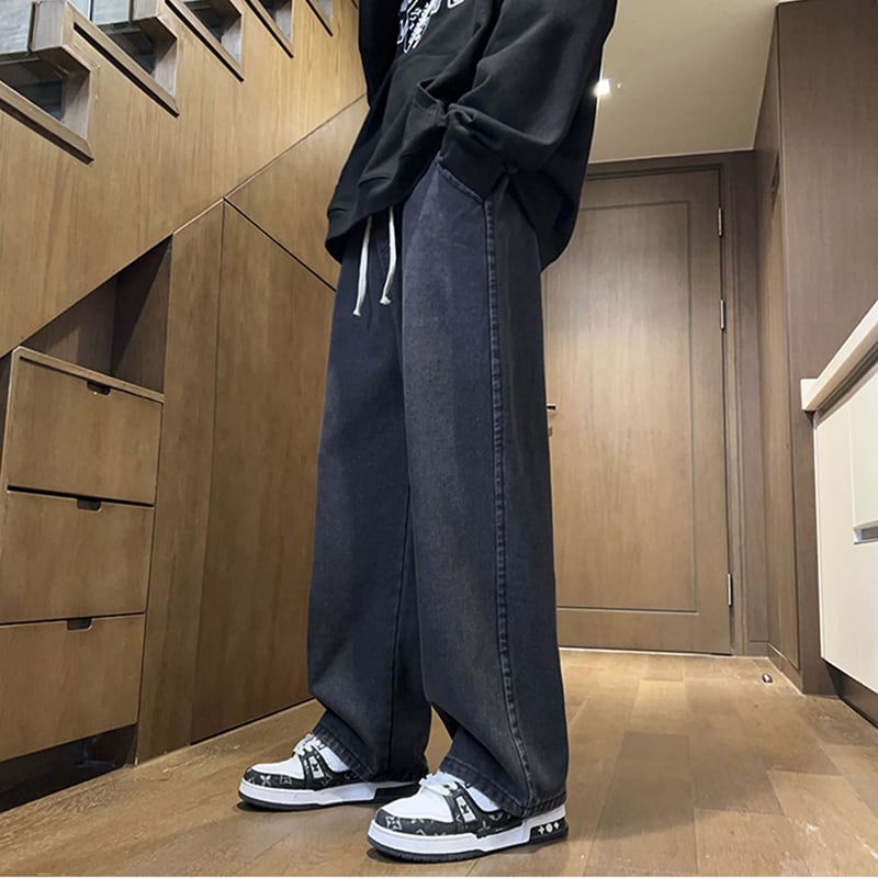 [CHAOMEICHEN Series] ★Denim pants★ Brushed lining 2color bottoms pants unisex men's large size plain blue black