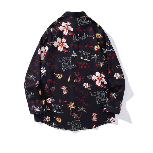 [From Mars Series] ★Floral Pattern Shirt★ Long Sleeve Shirt Tops Unisex Men's ML XL 2XL Harajuku Style Cool