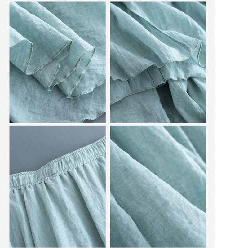 [Qing series] ★China style skirt★ 4color bottoms cotton linen plain simple easy to match