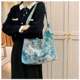 Load image into Gallery viewer, [Ako series] ★Oil painting style bag★ 3color tote bag Floral pattern Blue Green Black Easy to match
