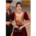 Load image into Gallery viewer, [DUZI Series] ★Party Dress★ One Piece Oil Painting Style Switching Velvet Red Red Coming of Age Ceremony Photography Wedding
