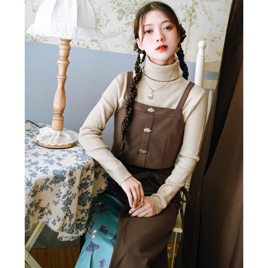 [Kokaisha --- Leaf Series] ★China style vest★ 2color tops corduroy thick black brown