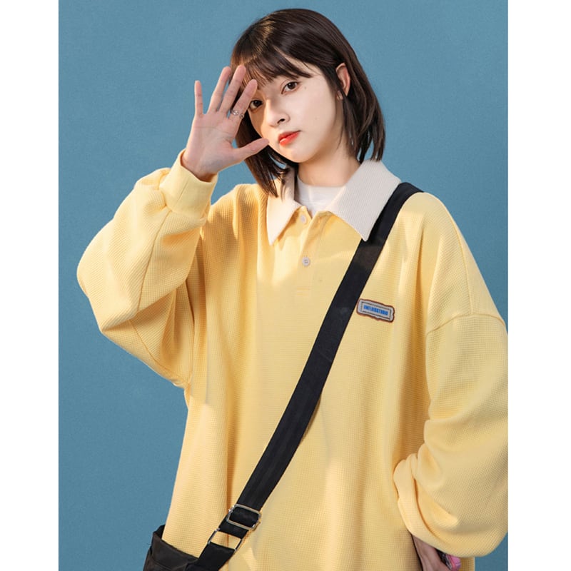 [SENSU Series] ★Tops★ 4color Unisex Men's POLO neck Color scheme Easy to match Blue Yellow Casual