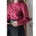 Load image into Gallery viewer, [LAWO Series]★China style shirt★ 2color tops corduroy improves temperament apricot red
