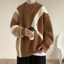 [Tiaota Series]★Sweater★ 3color Knit Tops Unisex Men's Color Scheme Retro Black Coffee Color Apricot