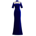 Load image into Gallery viewer, [Encounter dress series] ★Cheongsam dress★ Mermaid line velvet Improves temperament Maxi length Blue Blue Large size
