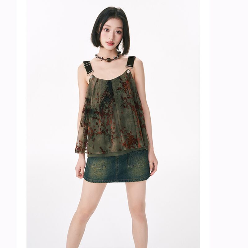 [Yangji Great Dream Series]★China style tank top★Camisole sexy slimming original green summer clothes