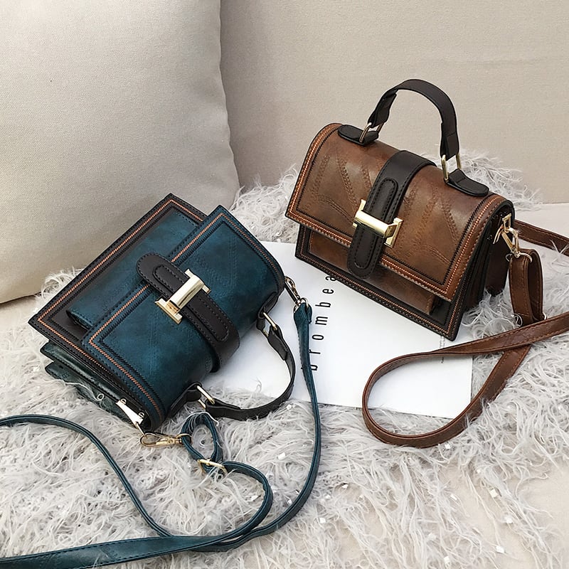 [2060 Series] ★Shoulder Bag★ 4color Brown or Blue or Black or Red Retro Commuting OL Office Date