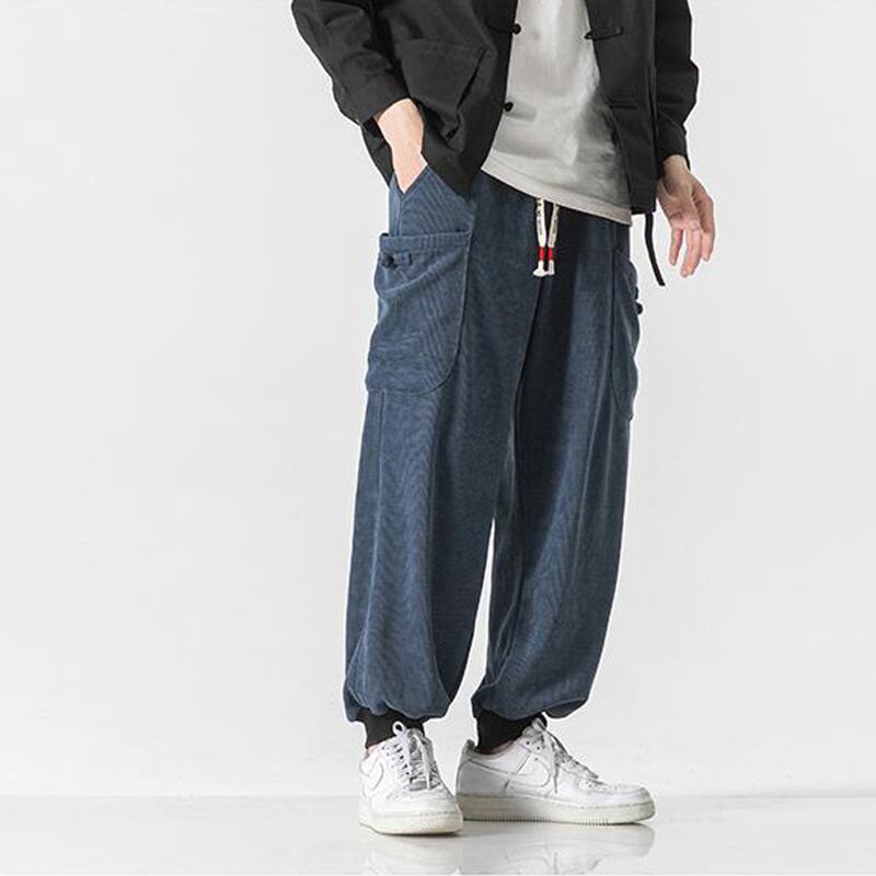 [輕甜 Series]★China style trousers★Casual pants 3color Unisex Men's Large size Blue Black Brown