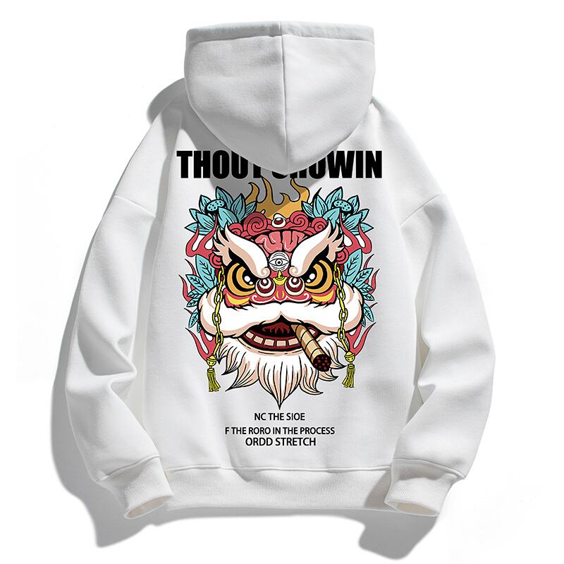 [Eaves Series]★China style hoodie★ 4color tops lion print large size black gray white pink