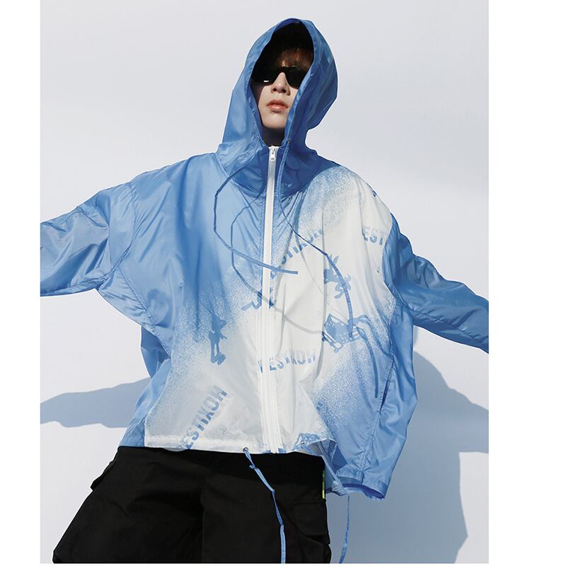 [SIN87 Series]★UV protection★ 2color UPF50+ Sun protection Cooling protection Thin outerwear Loose fit Unisex Men's Blue Black