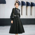 Load image into Gallery viewer, [Dust smoke and cloud dream series] ★China style dress★ With belt, long sleeves, embroidery, black, black SML, slimming, Chinese elements
