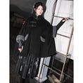 Load image into Gallery viewer, [Ancient monster house---Shanhai Jing Kunlun series] ★China style coat★ Outer coat Lasha loose thick warm black black cloak coat
