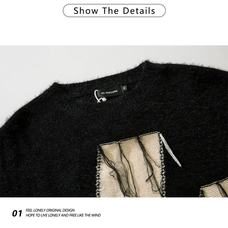 [Feel lonely series] ★Sweater★ 3color tops Unisex Men's Switchable Fringe Unique Stylish