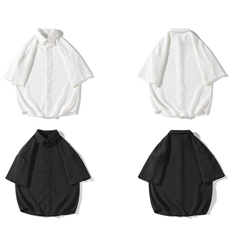 [BIGEMAN Series] ★Short sleeve shirt★ Tops, 2 colors, unisex, men's, large size, summer clothes, black, white, easy to match