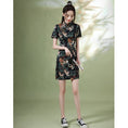 Load image into Gallery viewer, [YUEQIAO Series]★Cheongsam dress★Short length velvet Chinese style dress print retro
