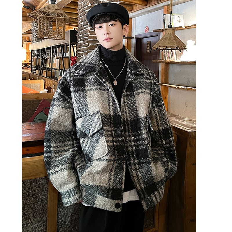 [Leonbinno Series]★Coat★ 2color Outerwear Unisex Men's Large Size Plaid Pattern