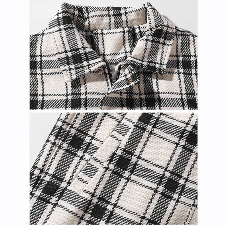 [BIGEMAN Series]★Jacket★ 2color outer plaid pattern unisex men's black white