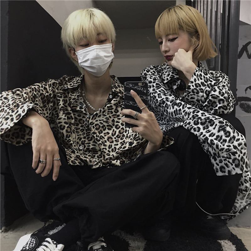 [Mapogo Series] ★Retro Shirt★ Leopard Print Tops Harajuku Style Fashion Easy to Match Couple Clothes