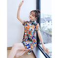 Load image into Gallery viewer, Chinese Style Dress SML XL 2XL One Piece After-Party Entrance Ceremony Retro Short Sleeve Floral Print A-line Unique
