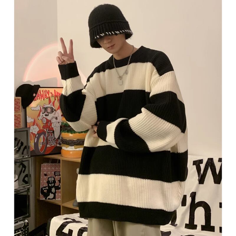 [PPG Series]★Sweater★ 2color knit tops, horizontal stripes, striped pattern, unisex, men's, casual, easy to match