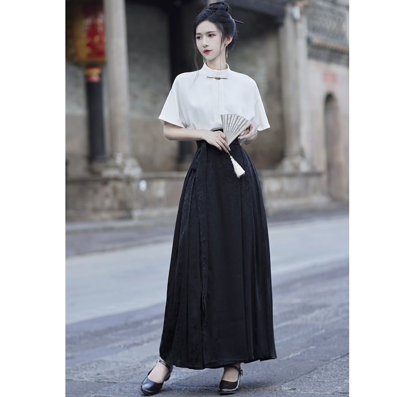 [BAIRIMENG Series]★China style skirt★Bottoms Window skirt Chinese elements Chinese clothing Black Black Long length