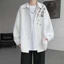 [YOULIN Series]★China style shirt★ 2color embroidery long sleeve bamboo tops unisex men's large size black white