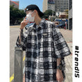 Load image into Gallery viewer, [BIGEMAN Series]★Shirt★ Tops 2color Unisex Men's Large Size Plaid Pattern Black Blue
