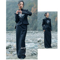 Load image into Gallery viewer, [Big Blue Dragon Series] ★China style outerwear★ Blazer, embroidered bamboo, changeable, slimming, black, black, easy to match
