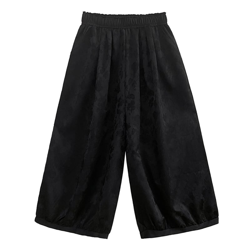 [YIDAO Series] ★China style trousers★ Daily wear, Chinese clothes, black, easy to match, nine-quarter length, summer clothes, loose-fitting