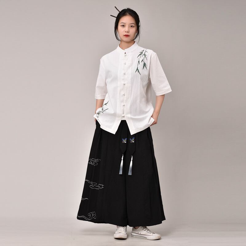 [HANZHU Series]★Chinese style shirt★ Tops 2color Unisex Men's Large Size Bamboo Pattern Chinese Clothes Casual