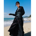 Load image into Gallery viewer, [Da Qinglong Shu Series] ★Chinese style dress + belt★ Long length Chinese clothes Improved Han clothes V neck Switching Black Black
