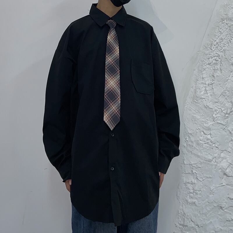 [MGJM Series]★Shirt with tie★ 5color shirt Unisex Men's long sleeve shirt Casual Easy to match