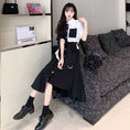 Load image into Gallery viewer, [PANGSAO series]★Shirt dress★ Long length irregular color scheme commuting date office lady large size black black
