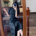 Load image into Gallery viewer, [Dong Xiaojie Series] ★China style dress★ Improved cheongsam dress, girls' party, black, black, large size, slimming slit
