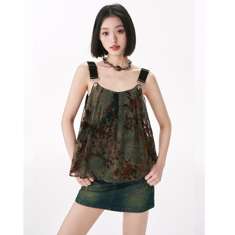 [Yangji Great Dream Series]★China style tank top★Camisole sexy slimming original green summer clothes