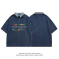 Load image into Gallery viewer, [DESCHPE Series]★Denim Shirt★ POLO Shirt Tops Unisex Men's Embroidery Alphabet Blue Blue
