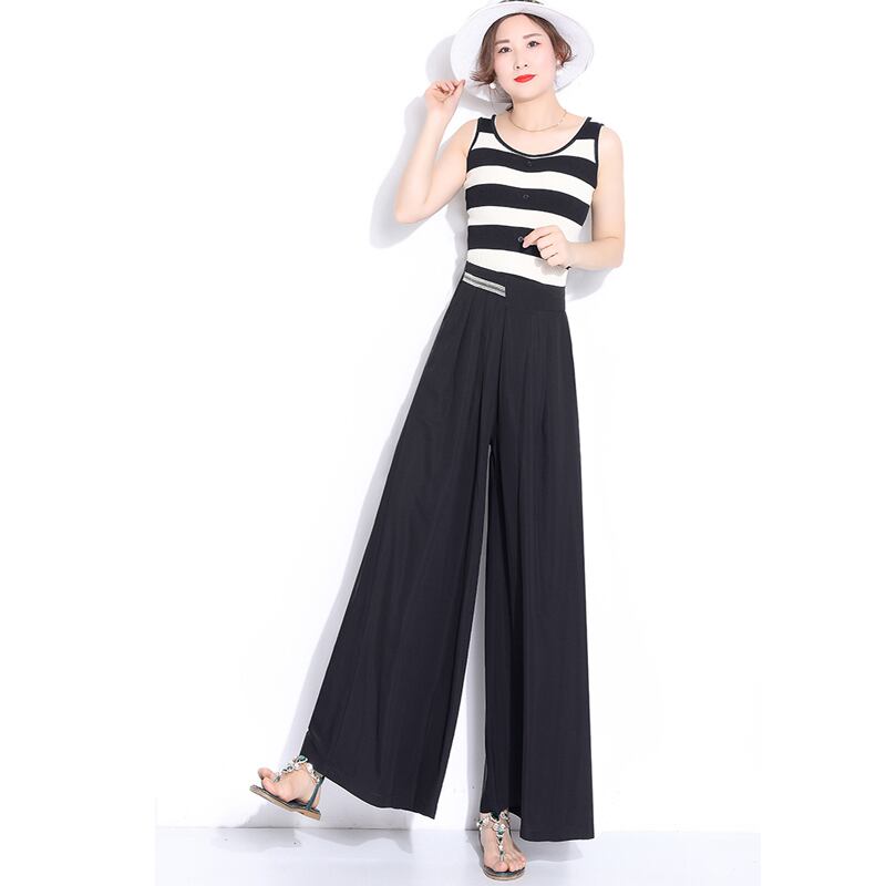 [Kobanlan Series]★China style trousers★ Gaucho pants Chiffon Black Black Elegant Slimming