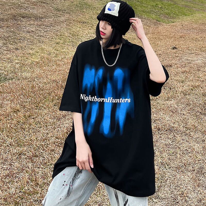 [ZHUJI Series]★T-shirt★ Tops Unisex Men's Fashion Print Men's Black Black Blue Blue