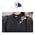 Load image into Gallery viewer, [My Family's Series] ★Chinese-style dress★ Crane embroidery, short sleeves, thong length, A-line, Chinese elements, casual wear, black
