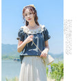 Load image into Gallery viewer, [Shirasu Series] ★Tops★ T-shirt, short sleeve, denim, cute, ladies, date, improves temperament, easy to match, summer clothes, blue, blue
