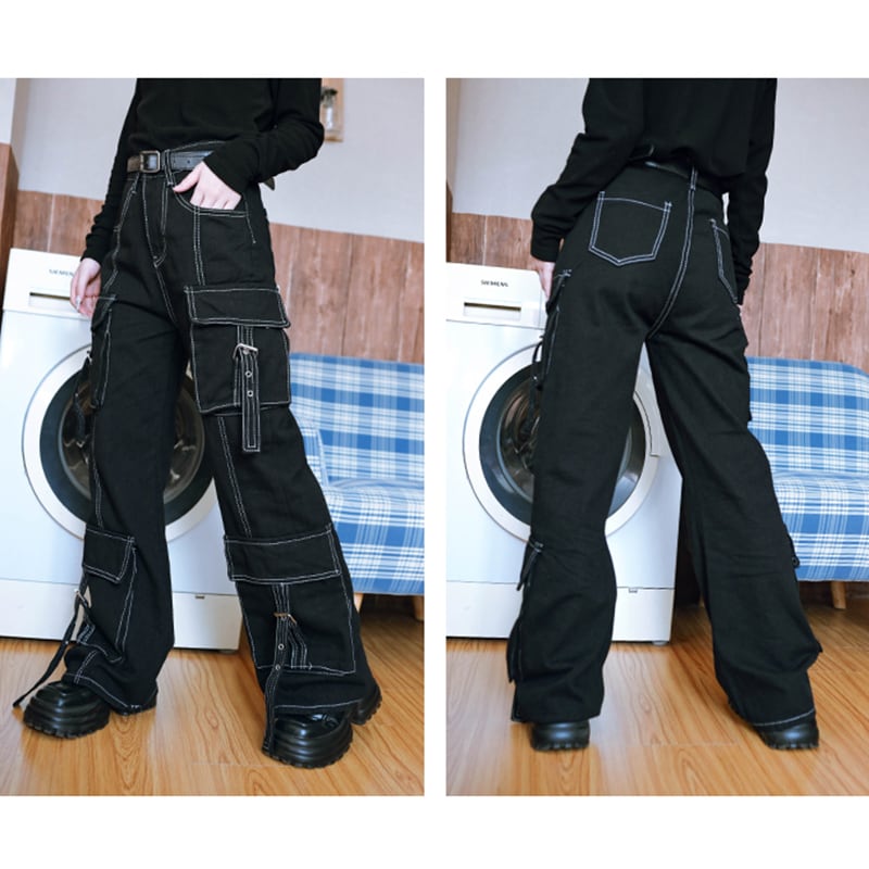 [Old Monster --- Rebellion Rated Series] ★Casual Pants★ Bottoms Trousers Black Unique Easy to match