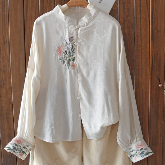 [Qing Series]★China style tops★ 4color shirt, summer clothes, spring clothes, embroidery, long sleeve shirt, improves temperament, cute