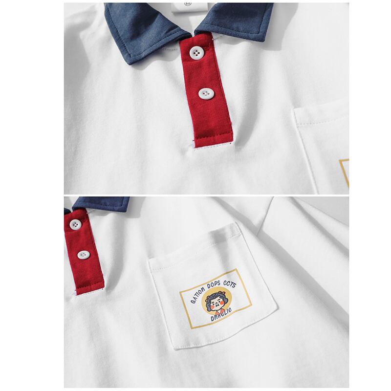 [TRAVEL ISSUANCE series]★POLO shirt★ 2color tops Color scheme Unisex Men's White Navy