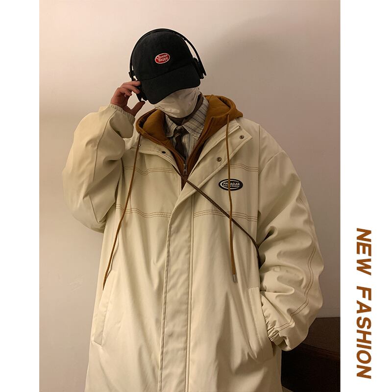 [PPDJ Series] ★Coat with cotton insert★ 2color outer winter coat unisex men's large size fake layered