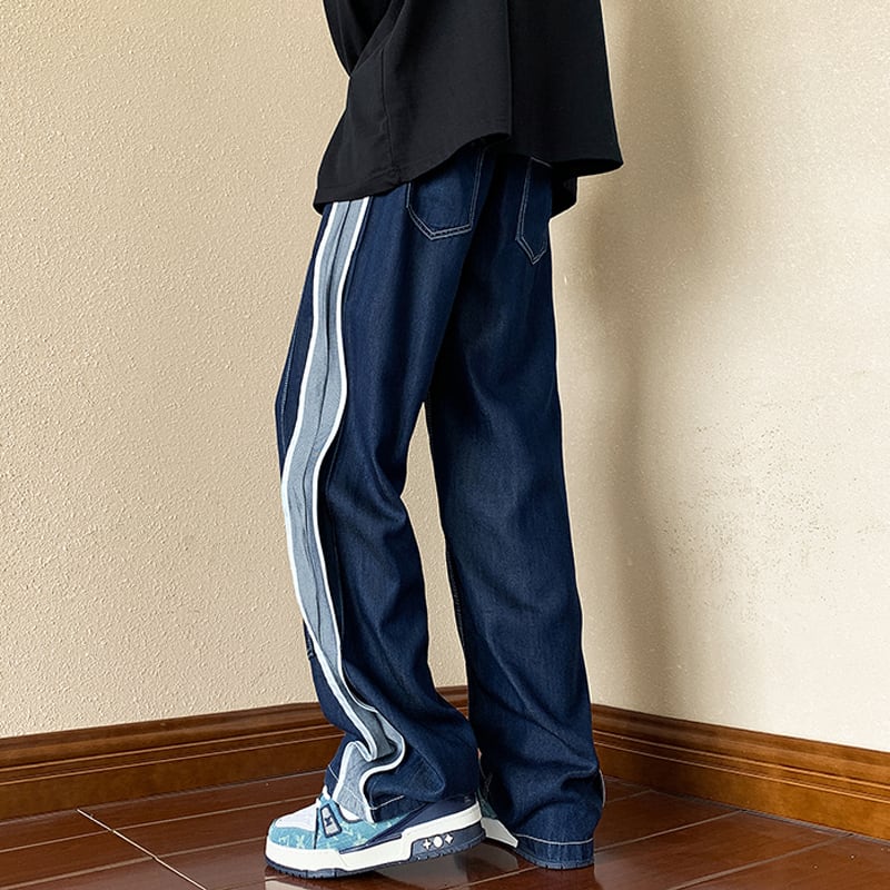 [Men's Series]★Casual pants★ Denim pants bottoms Unisex Men's Color scheme Easy to match Blue Blue