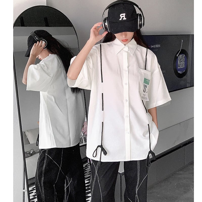 [NOONOZ Series]★Shirt★ 4color Tops Short Sleeve Shirt Unisex Men's Casual Black White Green Brown